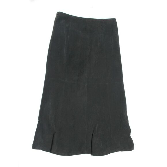 Live a Little Black Suede Maxi Skirt Washable Size 12 - Picture 1 of 3